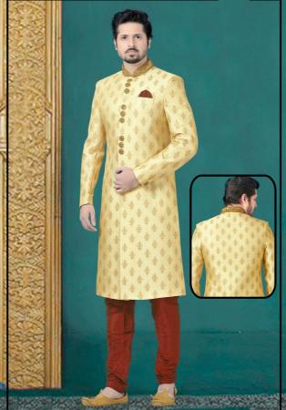 Picture of Graceful Silk Burly Wood Sherwani