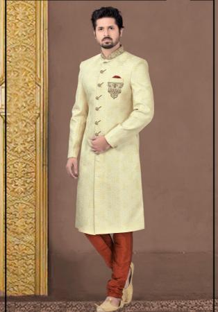 Picture of Elegant Silk Tan Sherwani