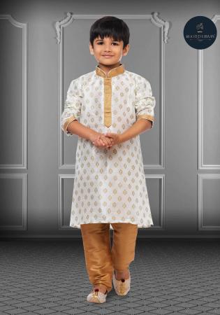 Picture of Bewitching Silk White Kids Kurta Pyjama