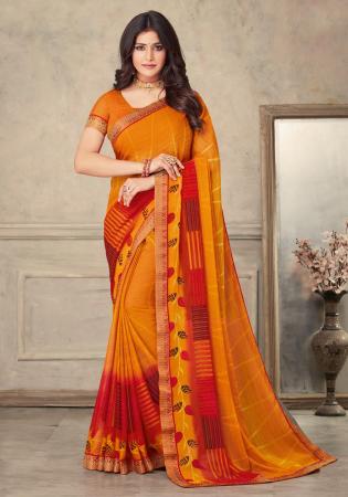 Picture of Charming Chiffon Dark Orange Saree