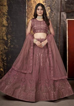 Picture of Gorgeous Net Dim Gray Lehenga Choli