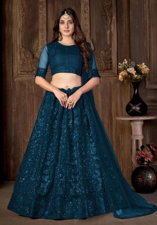 Picture of Bewitching Net Midnight Blue Lehenga Choli