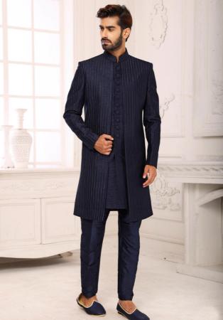 Picture of Splendid Silk Navy Blue Indo Western