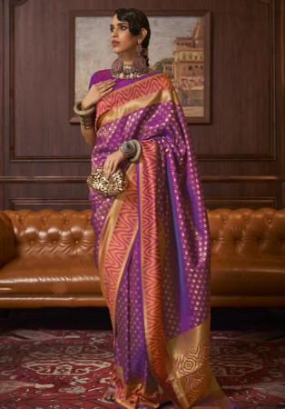 Picture of Lovely Silk Medium Violet Red Saree