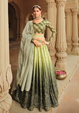 Picture of Fascinating Silk Dark Khaki Lehenga Choli