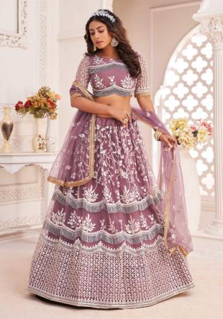 Picture of Beautiful Cotton & Net Rosy Brown Lehenga Choli