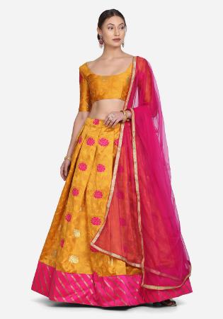 Picture of Graceful Net & Silk Sandy Brown Lehenga Choli