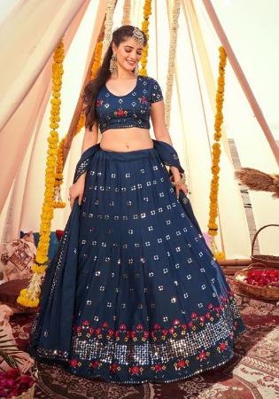 Picture of Georgette & Net Midnight Blue Lehenga Choli