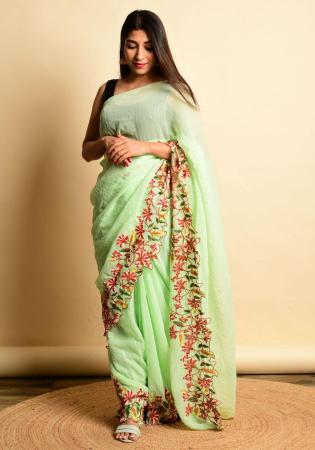 Picture of Delightful Georgette Dark Sea Green Saree