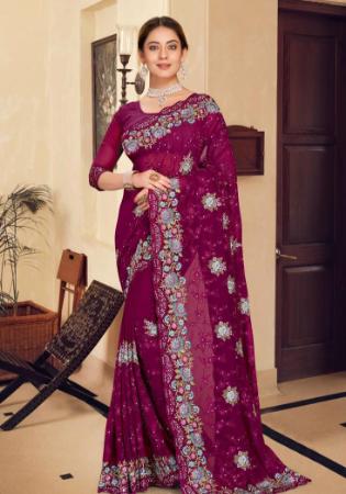 Picture of Gorgeous Georgette Purple Saree