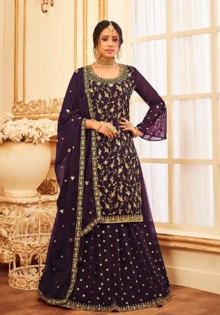 Picture of Georgette Dark Olive Green Straight Cut Salwar Kameez