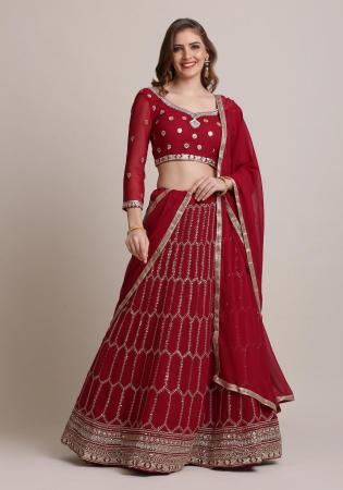 Picture of Superb Silk Maroon Lehenga Choli