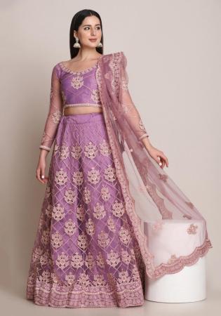 Picture of Radiant Net & Silk Rosy Brown Lehenga Choli