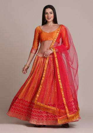 Picture of Taking Net & Silk Chocolate Lehenga Choli