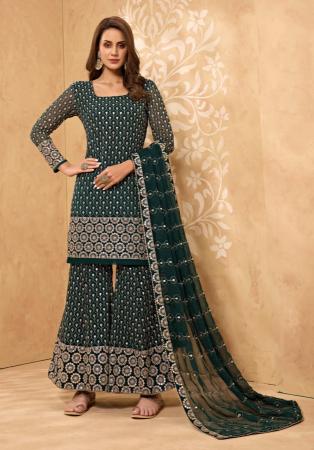 Picture of Georgette Dark Slate Grey Straight Cut Salwar Kameez