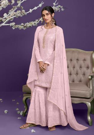 Picture of Ideal Georgette Plum Straight Cut Salwar Kameez