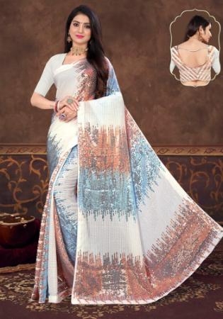 Picture of Elegant Georgette Off White Saree