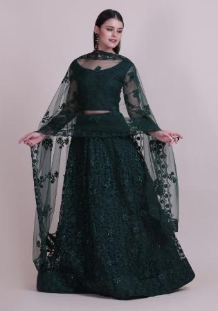 Picture of Stunning Net & Silk Dark Slate Grey Lehenga Choli