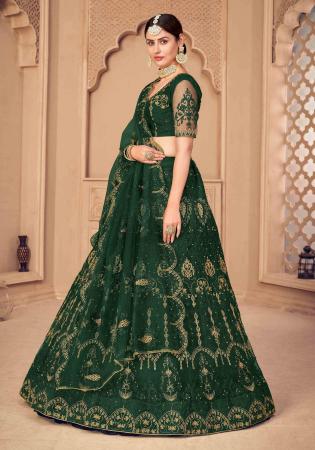 Picture of Fascinating Net Sea Green Lehenga Choli