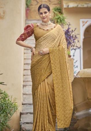 Picture of Ideal Chiffon Dark Khaki Saree