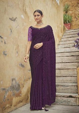 Picture of Well Formed Chiffon Purple Saree