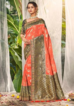 Picture of Enticing Silk Salmon Saree