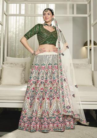 Picture of Good Looking Silk White Lehenga Choli