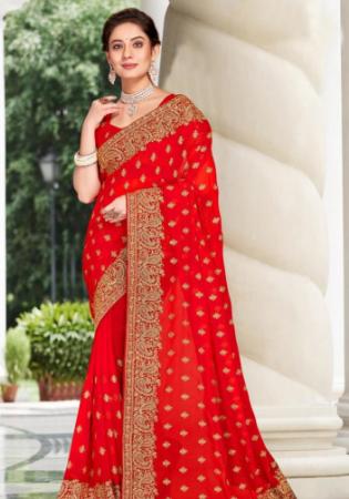 Picture of Fine Georgette Crimson Saree