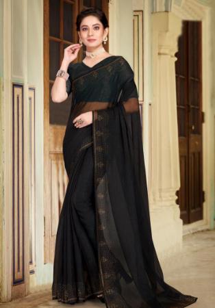 Picture of Radiant Chiffon & Silk Black Saree