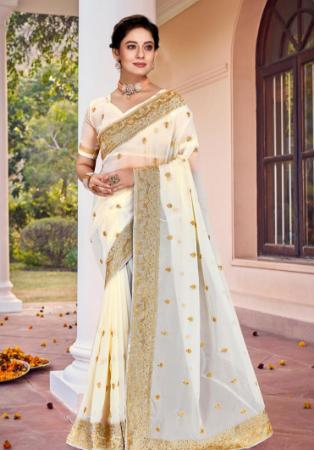 Picture of Lovely Georgette Off White Saree