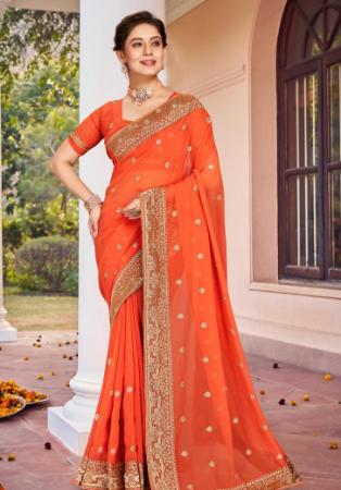 Picture of Beautiful Georgette Tomato Saree