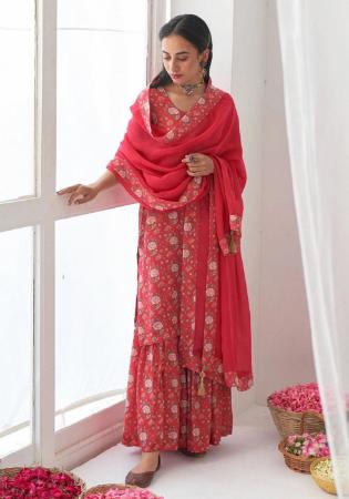 Picture of Wonderful Linen Indian Red Readymade Salwar Kameez