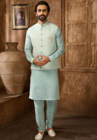 Picture of Lovely Silk Dark Sea Green Kurtas