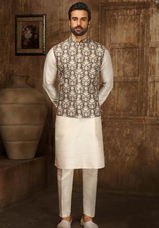 Picture of Exquisite Silk Beige Kurtas