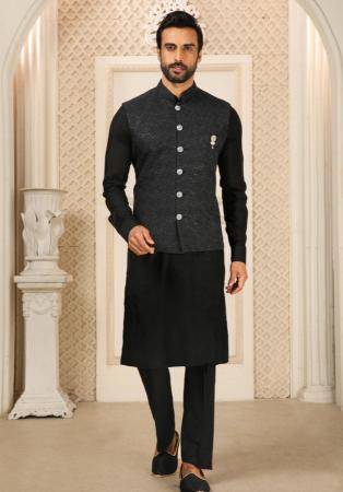 Picture of Wonderful Silk Black Kurtas