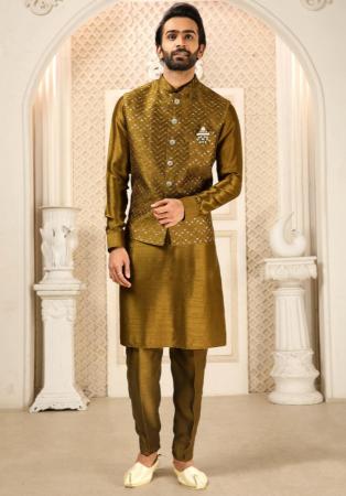 Picture of Alluring Silk Saddle Brown Kurtas