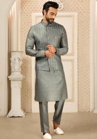 Picture of Graceful Silk Grey Kurtas