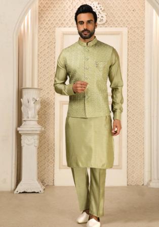 Picture of Appealing Silk Dark Khaki Kurtas