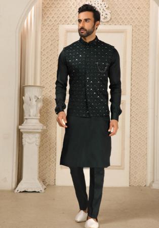 Picture of Statuesque Silk Dark Slate Grey Kurtas