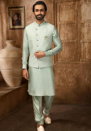 Picture of Graceful Silk Dark Sea Green Kurtas