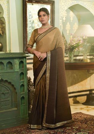 Picture of Lovely Crepe Saddle Brown Saree