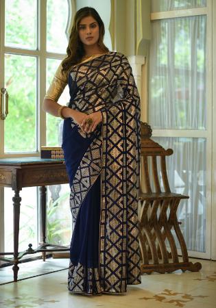 Picture of Admirable Georgette Midnight Blue Saree