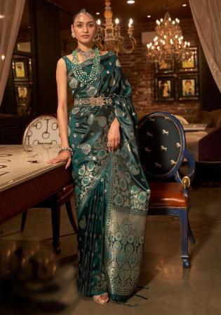 Picture of Comely Satin Dark Green Saree