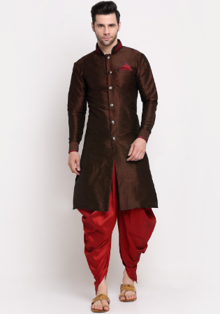 Picture of Alluring Silk Dark Olive Green Kurtas