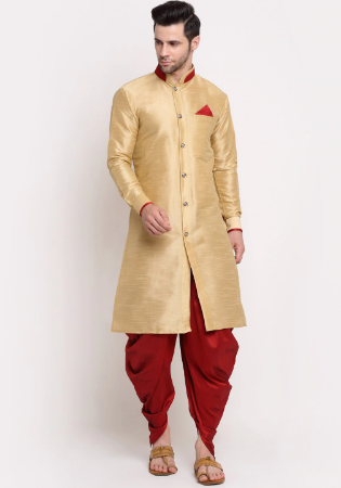 Picture of Statuesque Silk Tan Kurtas