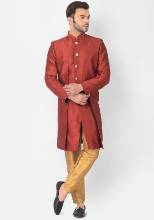 Picture of Statuesque Silk Indian Red Kurtas