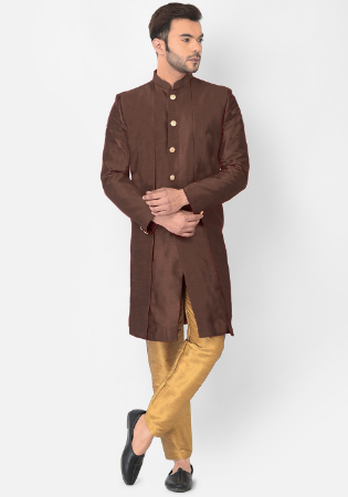 Picture of Sightly Silk Dark Olive Green Kurtas