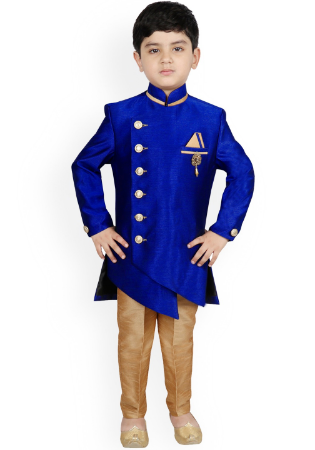 Picture of Amazing Silk Dark Blue Kids Kurta Pyjama