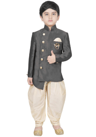 Picture of Alluring Silk Dim Gray Kids Kurta Pyjama