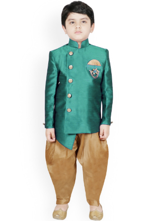 Picture of Bewitching Silk Cadet Blue Kids Kurta Pyjama